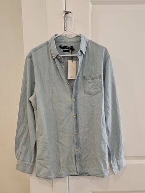 Light Blue Denim Button-Up Shirt